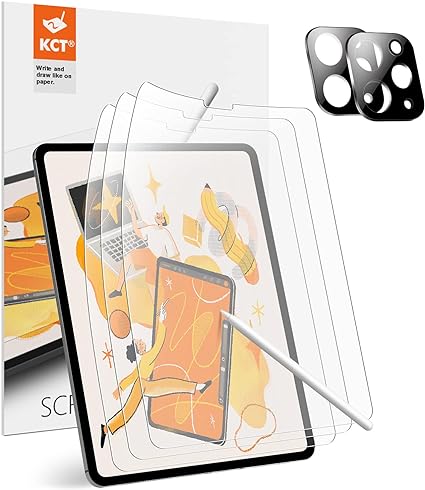 Photo 1 of KCT [3+2 Pack Paperfeel Screen Protector Compatible with iPad Pro 12.9 (2022 & 2021 & 2020) Draw Like Paper, Easy Installation, Anti-Glare & Matte - Camera Lens Protector Silver
