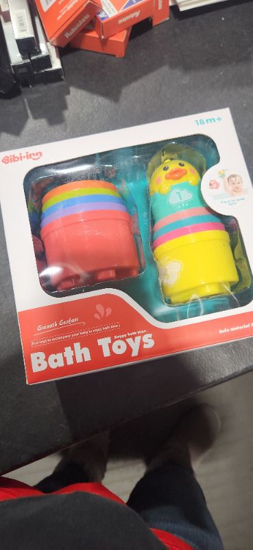 Photo 1 of Baby Toys Bath Toy and Stacking Toys,2 in 1 Stacking Cups for Infant Montessori Sensory Set,Multicolor Baby Water Pool Toys for Boys and Girls to differentiate Sizes and Study Numbers

