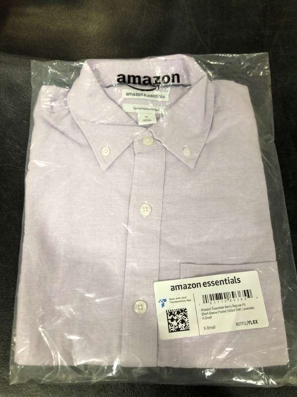 Photo 2 of Amazon Essentials Men's Regular-Fit Short-Sleeve Pocket Oxford Shirt X-Small Lavender