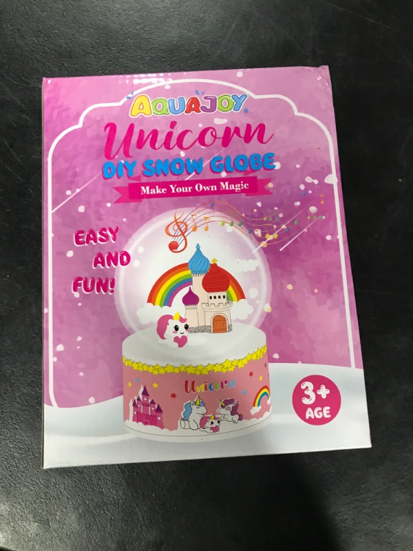 Photo 2 of AQUAJOY Make Your Own Unicorn Night Light,Christmas Stocking Stuffers for Kids DIY Snow Globe Crafts for Kids Ages 4 to 12 Years Old,Unicorn Gifts Toys for Girls Christmas Crafts with Lights & Music