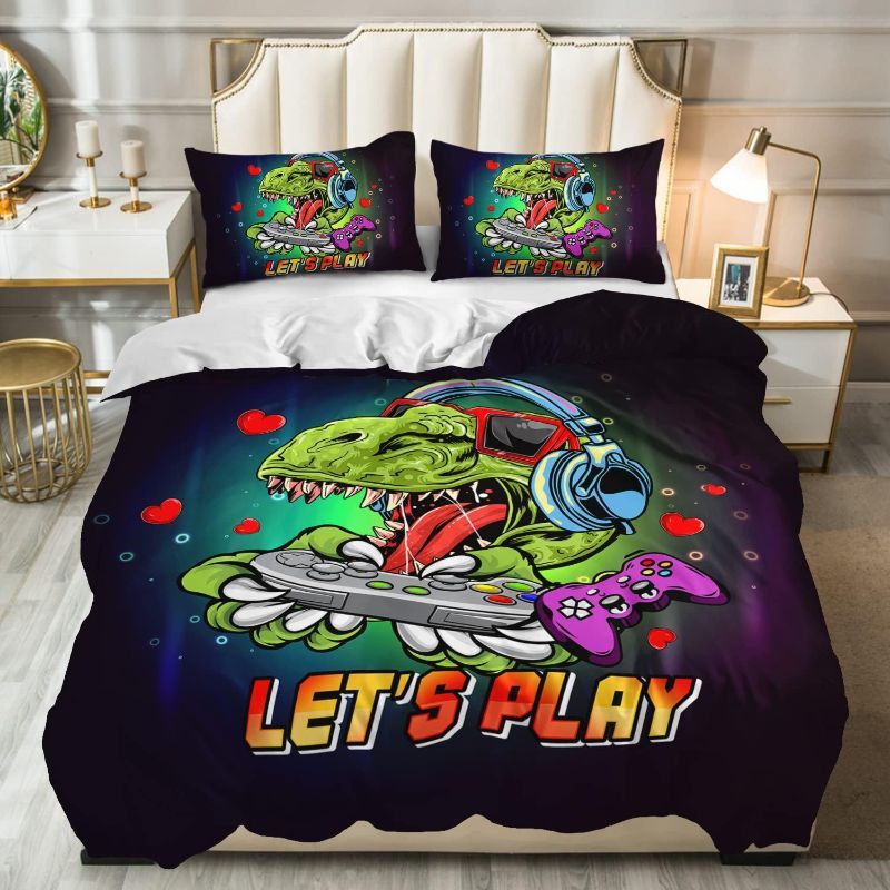 Photo 1 of AILONEN Gamer Bedding Sets for Boys, Gaming Duvet Cover Set Twin Size,Boys Video Games Comforter Cover, Bed Set for Teen Boys Bedroom,Gamepad Controller,3 Piece with 2 Pillow Shams 