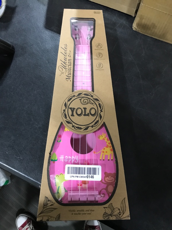 Photo 2 of 17 Inch Kids Ukulele Guitar Toy 4 Strings Mini Children Musical Instruments Educational Learning Toy for Toddler Beginner Keep Tone Anti-Impact Can Play with Picks/Strap/Primary Tutorial Pink