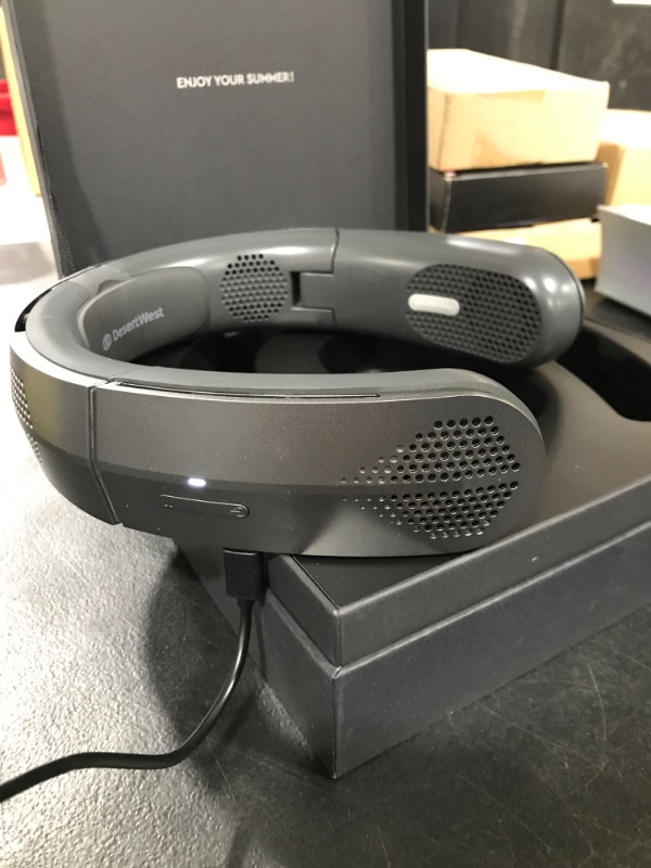 Photo 3 of DesertWest [2023 Flagship] Foldable Neck Fan, Innovation 8-Air-Duct, 360° Cooling, 4X Wind Power, USB-C Charging 4000mAh, Portable Hands-Free Personal Neck Fan for Outdoor Commute Starry Gray