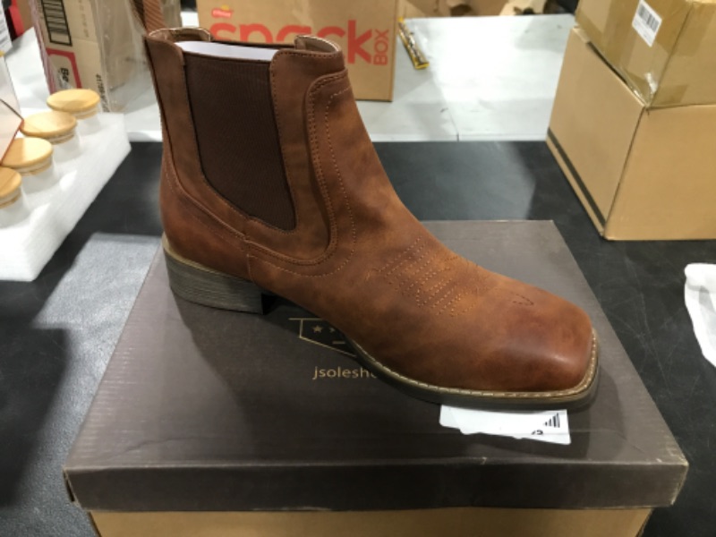 Photo 2 of J's.o.l.e Cowboy Boots for Men Western Square Toe Ankle Chelsea Boots 12 Brown