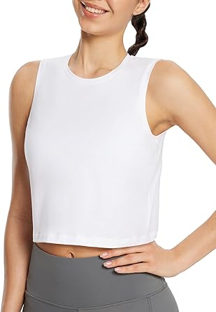 Photo 1 of BALEAF Women's Pima Cotton Crop Tank Tops Muscle Tank Sleeveless Workout Tops Athletic Running Shirts Large 