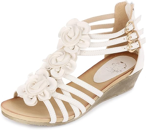 Photo 1 of Alexis Leroy Women's Summer T-Straps Buckle Design Fashion Wedge Heel Sandals - 5.5