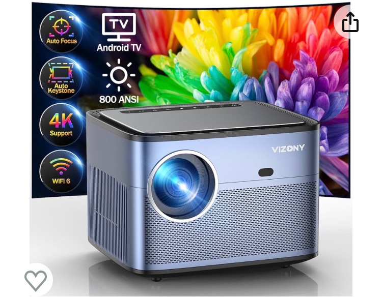 Photo 1 of [Auto Focus/Keystone] Android TV Projector 4K with Netflix Built in, VIZONY 800ANSI 5G WiFi Bluetooth Outdoor Projector, FHD Home Movie Projector with 4P4D/Zoom/PPT Compatible Phone/Laptop, 8000+ Apps