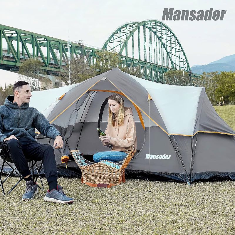 Photo 1 of  Mansader 6 Person Family Camping Tent,Waterproof Windproof with Top Rainfly,Easy Set Up,Pop Up Tent for Outdoor Camping Hiking Travel 