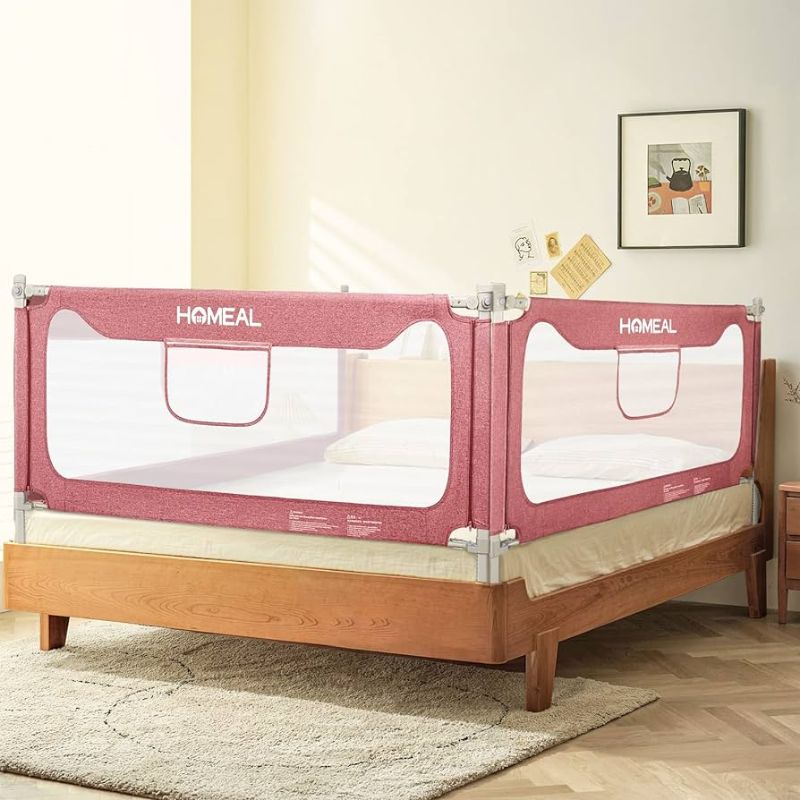 Photo 1 of  HOMEAL Bed Rail for Toddlers, Extra Tall Toddler Rail Guard, Infant Safety, PINK