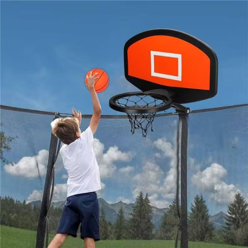 Photo 1 of  Trampoline Basketball Hoop, Fit for Curved Pole and Straight Pole, Basketball Hoop for Trampoline with Mini Ball and Pump, Easy to Install 