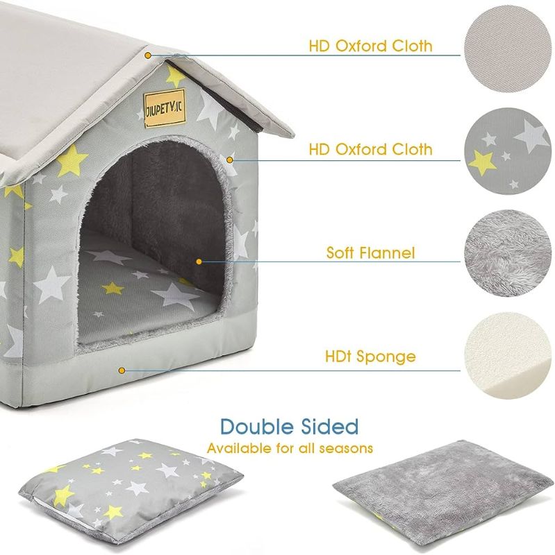 Photo 1 of  Jiupety Cozy Pet Bed House, Indoor/Outdoor Pet House, for Cat and Medium Dog, Warm Cave Sleeping Nest Bed for Cats and Dogs, Gray SIZE XXL
