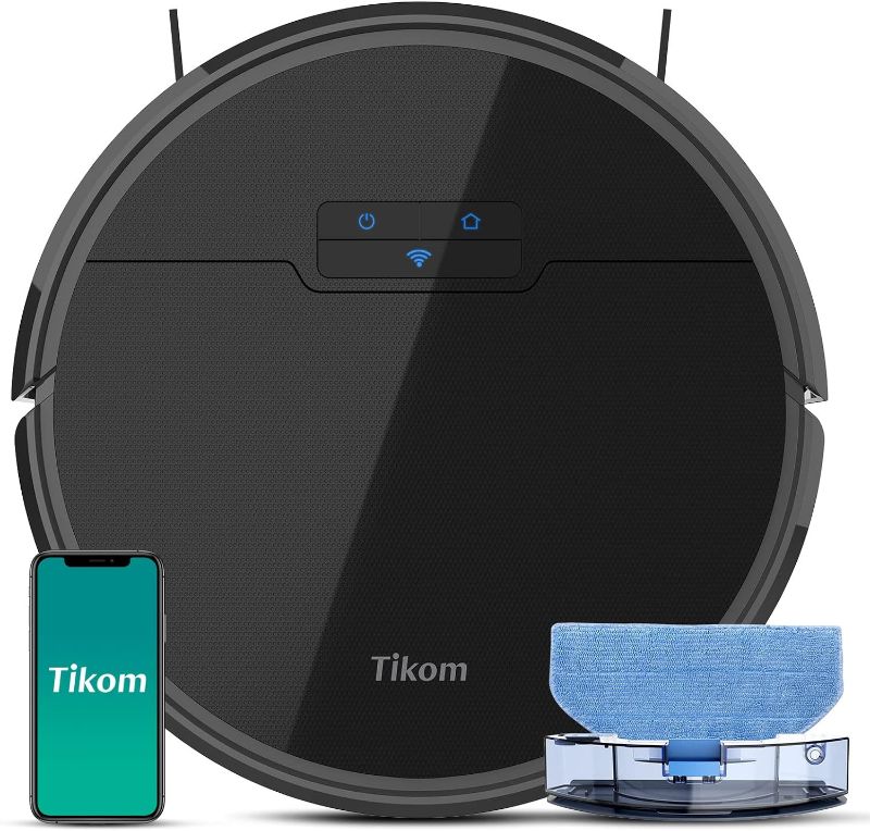 Photo 1 of  Tikom Robot Vacuum and Mop, G8000 Robot Vacuum Cleaner, 2700Pa Strong Suction, Self-Charging, Good for Hard Floors, Black 