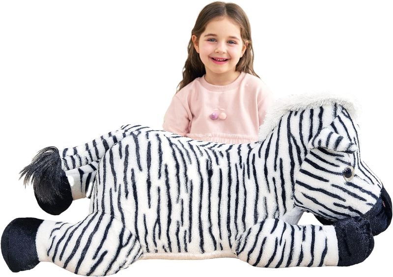Photo 1 of  IKASA Large Zebra Stuffed Animal Plush Toy,30" Giant Zebra Cute Jumbo Soft Toys,Huge Big Size Plushy Fluffy Fat Oversized Plushie,Gifts for Kids 