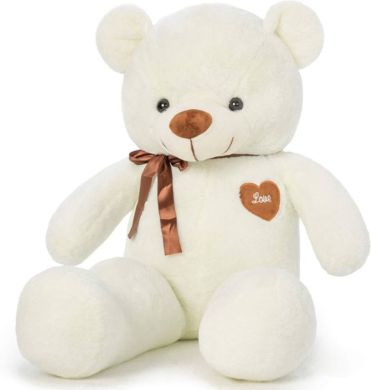 Photo 1 of  YunNasi Big Teddy Bear Stuffed Animal 31.5 Inch Giant Teddy Bear with Love Heart Large Plush Toy Huge Soft Doll Gift for Kids Girls Girlfriend on Birthday Valentine's Day Christmas Baby Shower White 