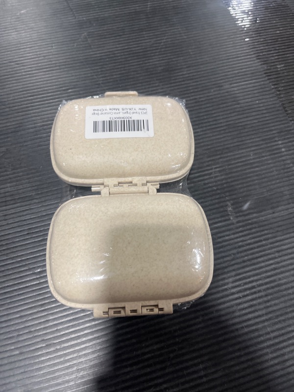 Photo 2 of 2PCS Travel Pill Organizer, 8 Compartments Portable Pill Case, Small Pill Box for Pocket Purse Portable Medicine Vitamin Container Beige