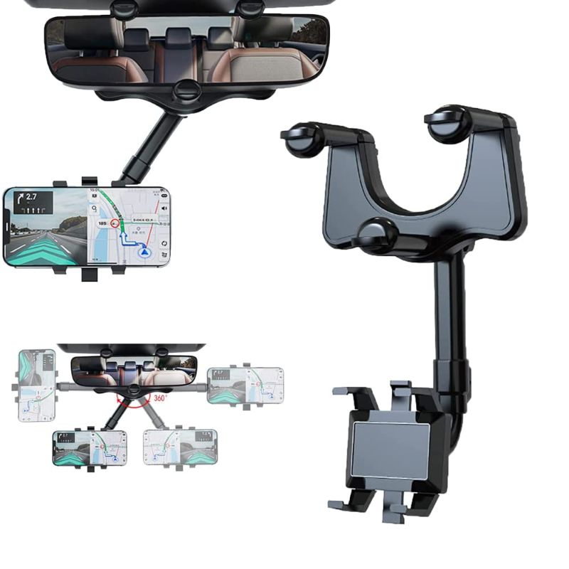 Photo 1 of 2022 New Version-Car Phone Holder Mount, Rearview Mirror Phone Holder for Car, 360°Rotatable and Retractable Car Phone Holder, Multifunctional Phone Mount for Car, for All Mobile Phones