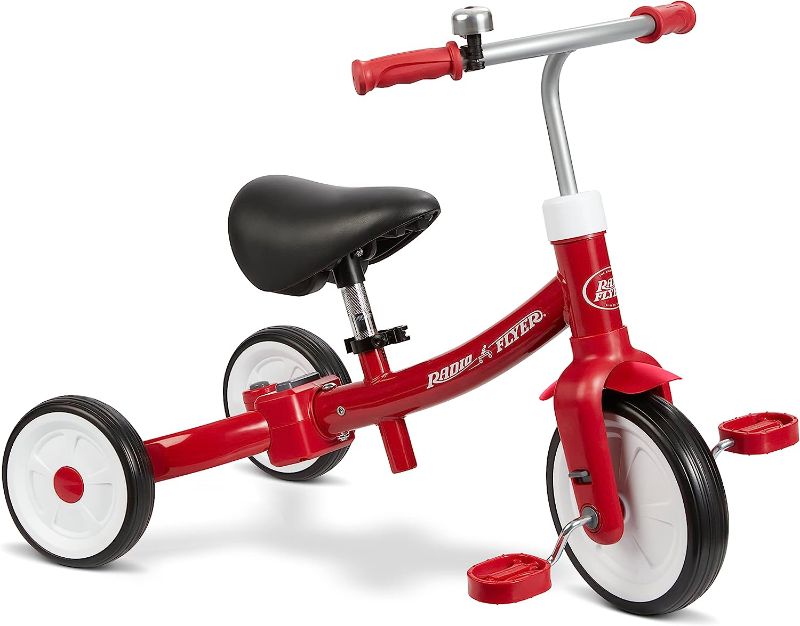 Photo 1 of  Radio Flyer Triple Play Trike, Toddler Tricycle, Balance Bike and Ride-On, Ages 1-3, Large, Red 