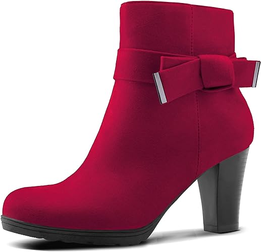 Photo 1 of  Women's Wide Width Ankle Boots Chunky Heel Ankle Strap Buckle Booties with Zipper size 8