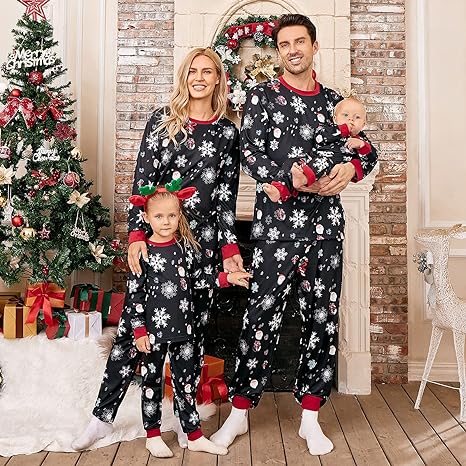 Photo 1 of PopReal Christmas Pajamas for Family, Matching Family Christmas PJs Sets Blue Elk Tree Printed Top Sleepwear ---ONE SET ONLY-- WOMEN SMALL