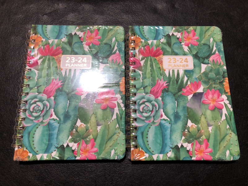 Photo 2 of Planner 2023-2024 - Sep. 2023 - Jun. 2024, 2023-2024 Planner Weekly and Monthly with Tabs, 6.4" x 8.5", Hardcover Planner with Back Pocket + Thick Paper + Twin-Wire Binding - Cactus weekly and monthly planner (pack of 2)