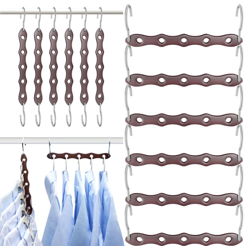 Photo 1 of Closet Organizers and Storage,12 Pack Upgraded Sturdy Closet Organizer Hanger for Heavy Clothes,Closet Storage and Organization Space Saving Hangers,College Dorm Room Essentials for Girls Guys Brown