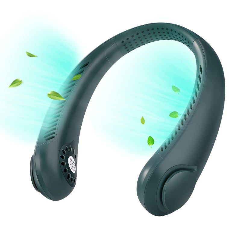 Photo 1 of Portable Neck Fan, Personal Wearable Fan Hands Free USB Rechargeable Battery 3 Speed Bladeless Fans Suitable for Office Outdoor Travel (Green)