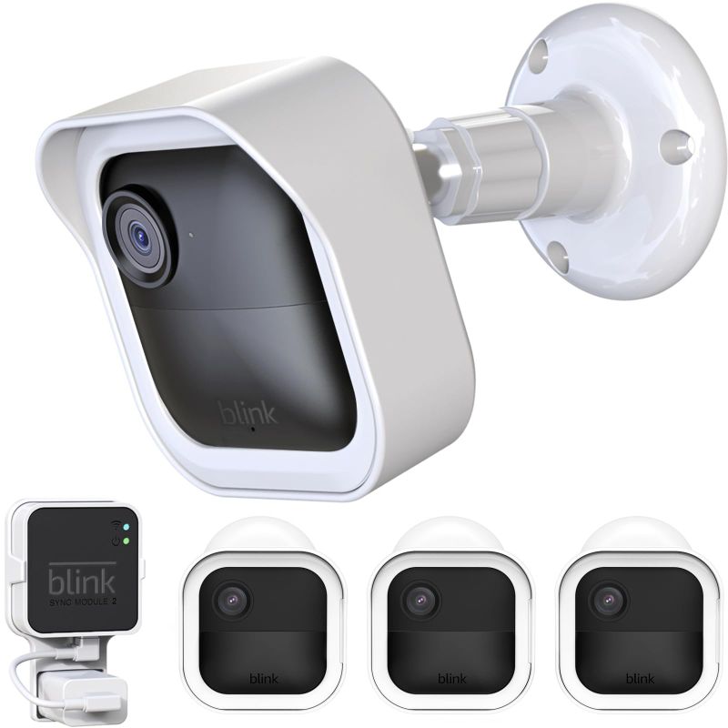 Photo 1 of All-New Blink Outdoor Camera Housing and Mounting Bracket (4th Gen & 3rd Gen), 3 Pack Protective Cover and 360° Adjustable Mount with Sync Module 2 Outlet Mount (White)