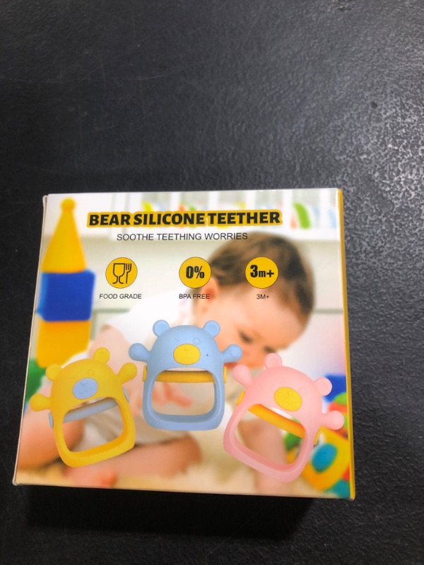 Photo 2 of Chuya Teething Toys for Baby, Teethers Toys with Baby Boothbrush Finger Set,Safe BPA Free, Easy to Clean, Teethers for 3-12 Months Babies,Car Seat Toy for New Born (1PCS) Yellow(1PCS)