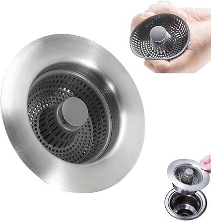 Photo 1 of 3-in-1 Stainless Steel Sink Aid, Kitchen Sink Odor Filter, Kitchen Sink Drain Strainer, Sink Stopper Kitchen Drain, Popup Kitchen Sink Stopper Strainer, Kitchen Sink Drain Strainer(1pc)