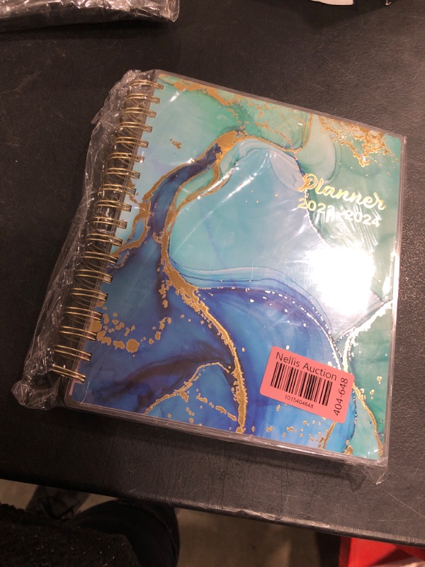 Photo 2 of Hardcover Planner 2023-2024 7.9" x 9.8", Large 18 Months Daily Weekly Monthly Planner Yearly Agenda July. 2023–Dec. 2024, Page Tabs, Separator Page, Pocket Folder, Bookmark, Sticky Note Set Blue