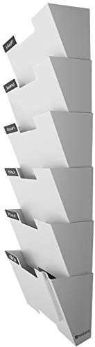 Photo 1 of White Wall Mount Hanging File Holder Organizer 6 Pack | Durable Steel Rack, Solid, Sturdy & Wide | for Letters, Files, Magazines & More | Organize The Desktop, Declutter Your Office - Nozzco