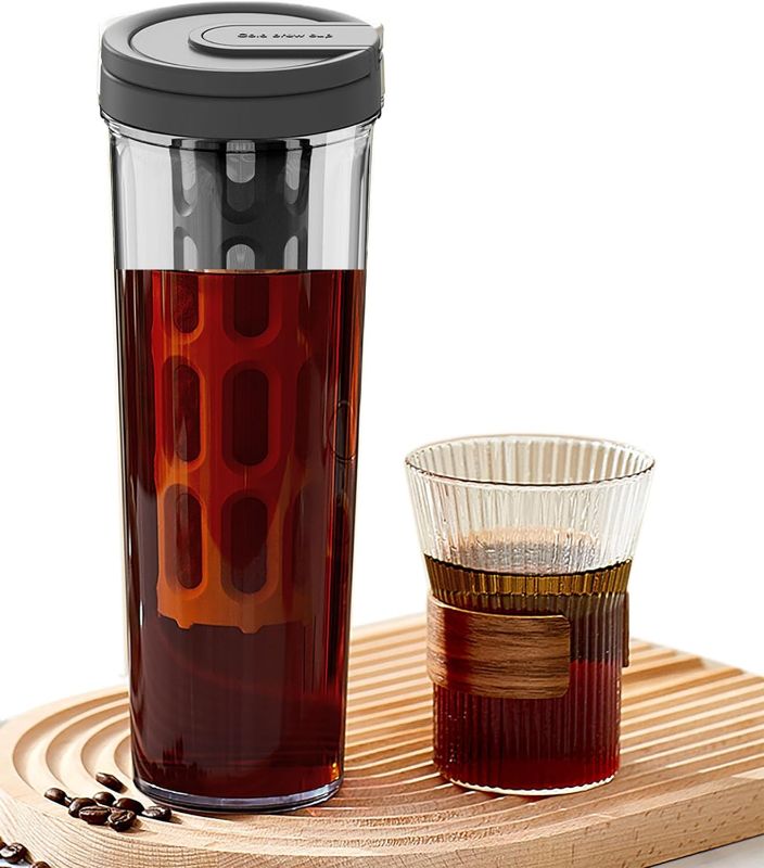 Photo 1 of 34oz Cold Brew Coffee Maker with Mesh Filter, Portable Cold Brew Cup for Tea Coffee (Black) 