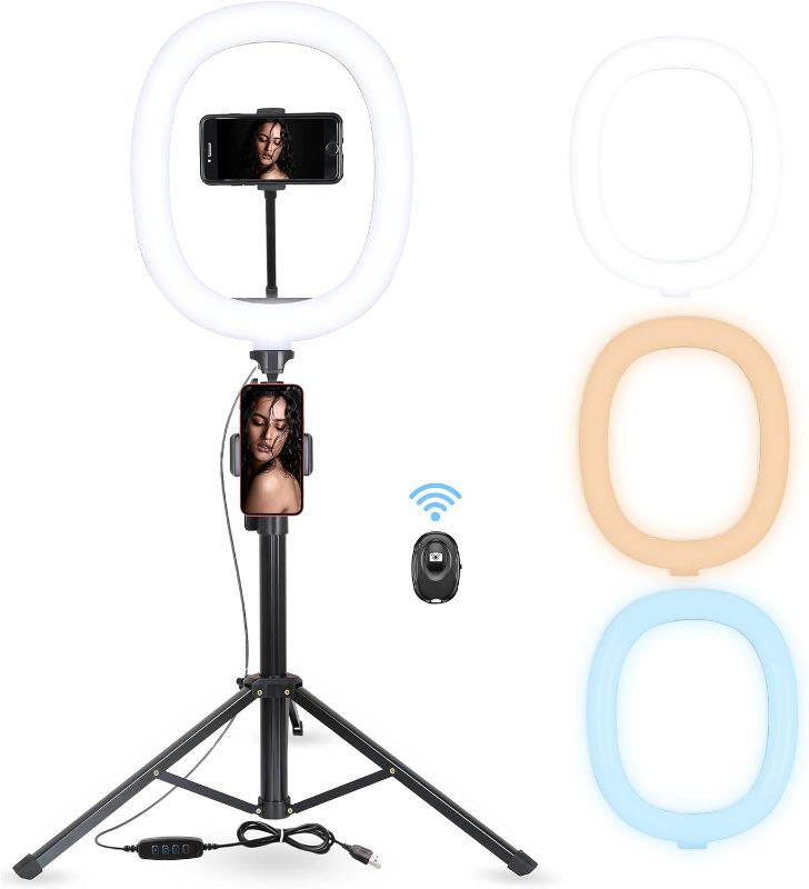 Photo 1 of 67 inch Selfie stick Tripod Stand Ring Light Diffusers wireless remote shutter Dimmable Ringlight Circle Light LED Camera Lighting for Live Stream/Makeup/YouTube/TikTok, Compatible with iPhone Android
