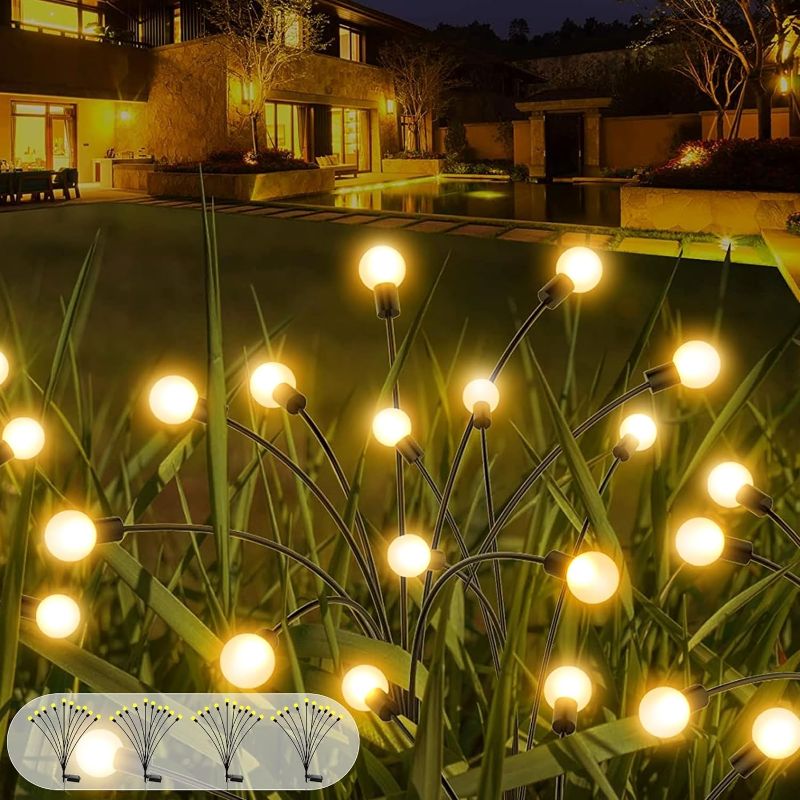 Photo 1 of U-PTYTM 4 Pack 40LEDs Solar Firefly Lights, Solar Garden Lights, New Upgraded Solar Swaying Light, Outdoor/Yard Patio Pathway Decoration, High Flexibility Iron Wire & Heavy Bulb Base(Warm White)