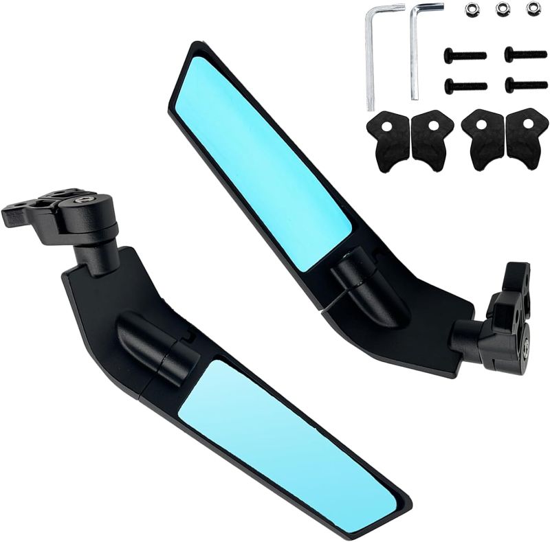 Photo 1 of PMFCA Adjustable Aluminum Motorcycle Rearview Mirror Wind Wing Mirror Fit for 2018-2022 kawasaki Suzuki Honda Motorcycle Ninja 400 650 ZX10R ZX6R ZX-636 (Anti-glare lens) 