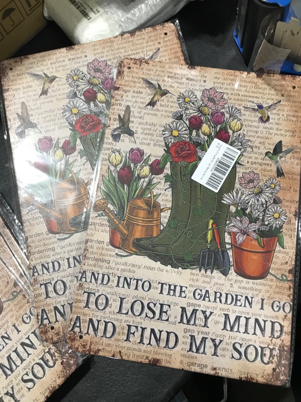 Photo 2 of 2 pack Jzzang I Go To Lose My Mind And Find My Soul-Home Bar Garden Wall Decor Tin Sign Vintage Poster Metal Sign 8x12 inch White 8X12in7