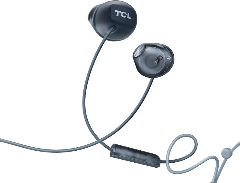 Photo 1 of TCL Socl200 in-Ear Earbuds Wired Headphones with 12.2mm Speaker Drivers for Rich Bass and Clear Sound, Built-in Mic - Phantom Black 