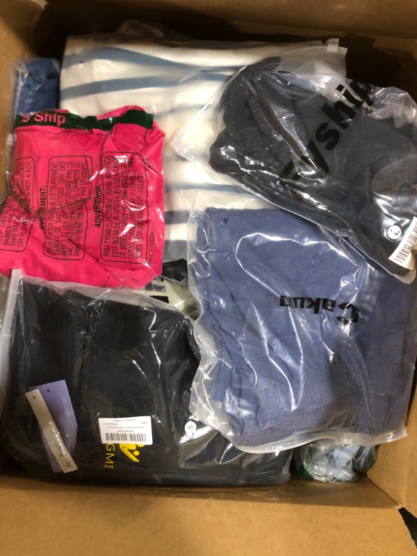 Photo 1 of CLOTHING BOX LOT / AS IS / VARIOUS CLOTHINGS WITH VARIOUS STYLES & SIZES