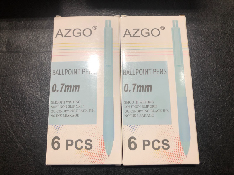 Photo 1 of AZGO Ballpoint Pens Black Ball Point Office Pens 0.7mm Medium Point Pen for Woman and Man (A - 6 Count) (pack of 2)