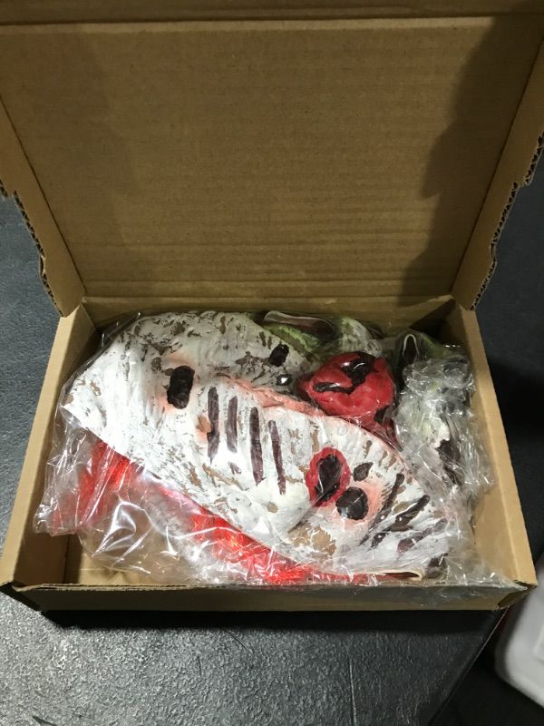 Photo 1 of Bakovity Halloween Mask Terrifying Latex Mask White-Haired Ghost Mask for Costume Parties and Haunted Celebrations Red Hair