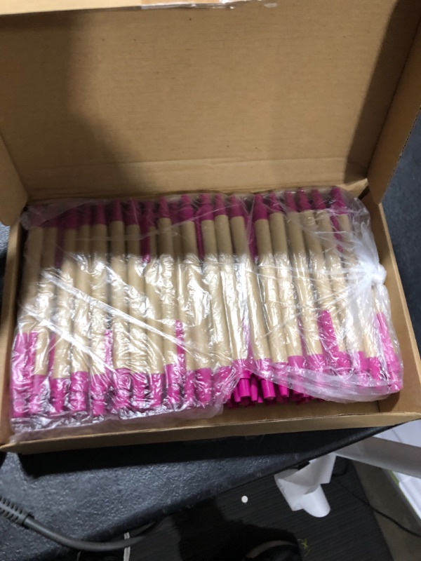Photo 1 of 100 Pack Ballpoint Pen Retractable Ballpoint Pen 5.5,3.93 inchs Black Ink Click Pens Recycled Kraft Paper Pens for Baby Shower Office School Teacher Student Writing Journaling Supplies (Pink, Normal) 