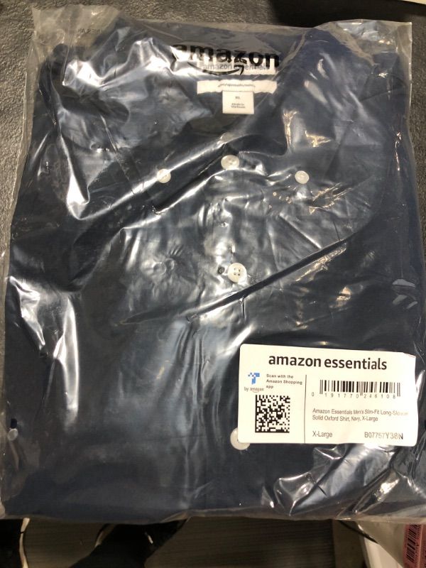 Photo 1 of Amazon Essentials Men's Slim-Fit Long-Sleeve Oxford Shirt X-Large Navy