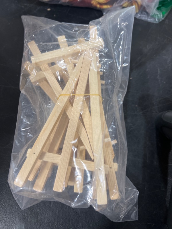 Photo 2 of 10 Pack Mini Table Easels Wooden Mini Easel Stand Tripod Small Easels for Display Card Display Stand Mini Display Table Easels Small Wooden Easel for Wedding Cards Painting Arts Photo Craft Display