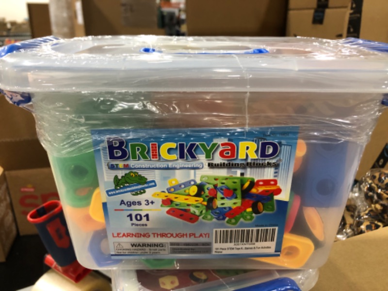 Photo 2 of Brickyard Building Blocks STEM Toys - Educational Building Toys for Kids Ages 4-8 with 101 Pieces, Tools, Design Guide and Toy Storage Box, Gift for Boys & Girls