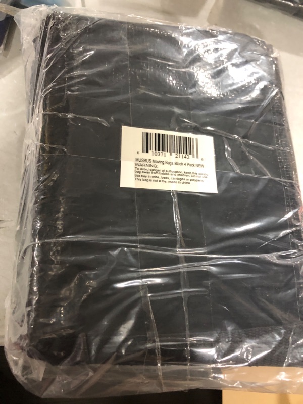 Photo 1 of 4 Pack black moving bags bag for moving boxes packing storage heavy duty extra large for clothes supplies with zippers wardrobe dorm room essentials totes box with lids reusable 29W x 14D x13H ?88L/23Gallon? Black 4