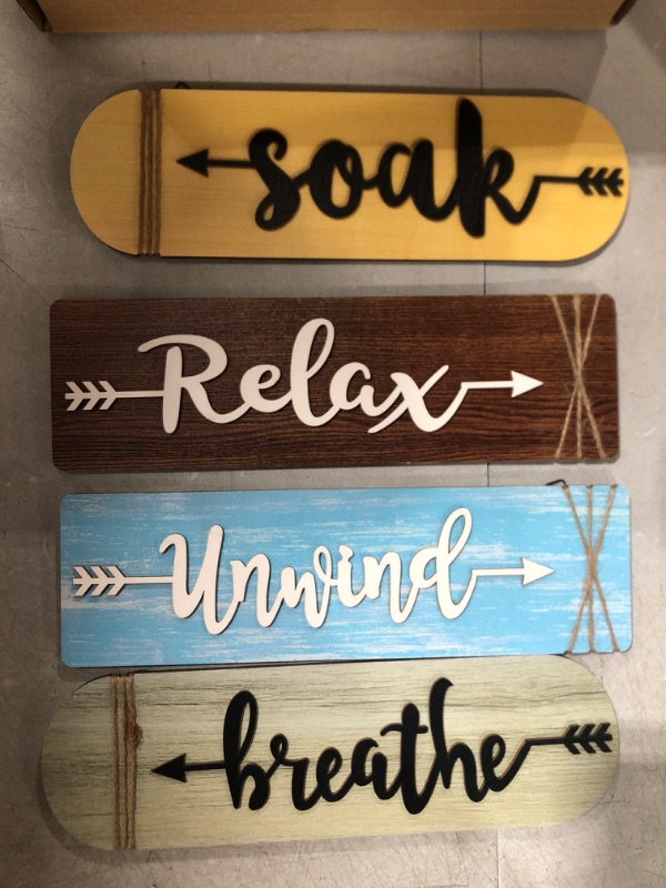 Photo 1 of 4 Pieces Bathroom Wall Decor Wooden