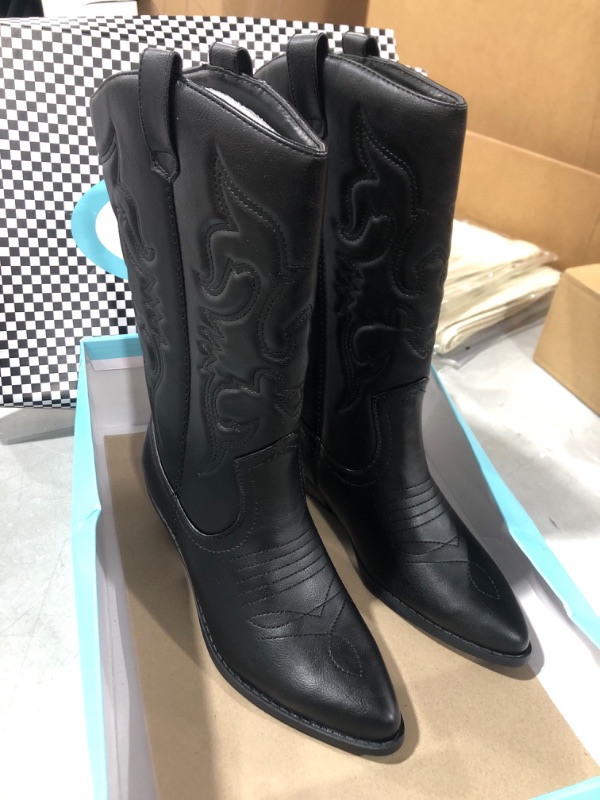 Photo 2 of (8.5) Soda Reno Women Western Cowboy Pointed Toe Knee High Pull On Tabs Boots