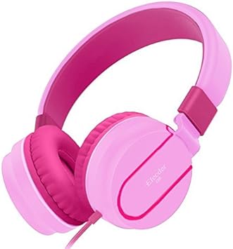 Photo 1 of ELECDER i36 Kids Headphones Children Girls Boys Teens Foldable Adjustable On Ear Headphones 3.5mm Jack Compatible Cellphones Computer Kindle MP3/4 School Tablet Pink