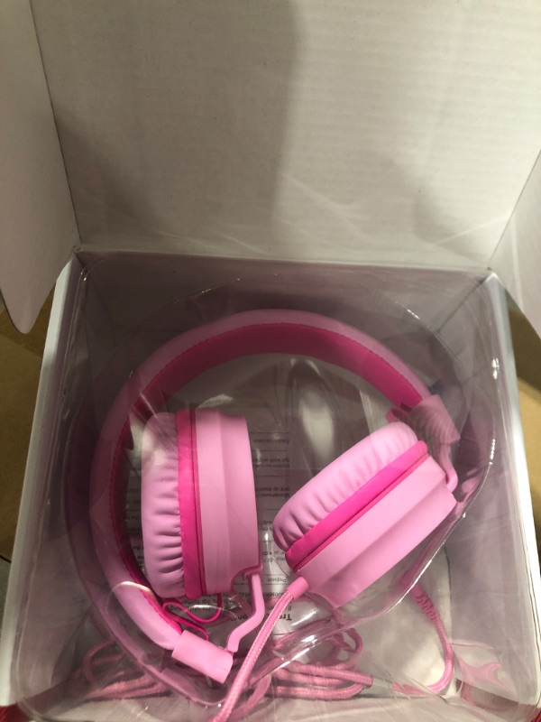 Photo 2 of ELECDER i36 Kids Headphones Children Girls Boys Teens Foldable Adjustable On Ear Headphones 3.5mm Jack Compatible Cellphones Computer Kindle MP3/4 School Tablet Pink/Rose