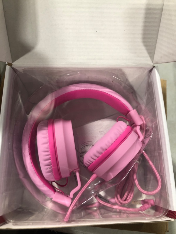 Photo 2 of ELECDER i36 Kids Headphones Children Girls Boys Teens Foldable Adjustable On Ear Headphones 3.5mm Jack Compatible Cellphones Computer Kindle MP3/4 School Tablet Pink/Rose